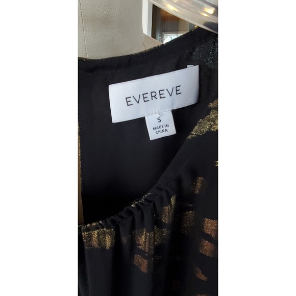 Evereve Womens Black Gold Metallic Leopard Print Puff Sleeve Blouse Small S - Picture 2 of 7